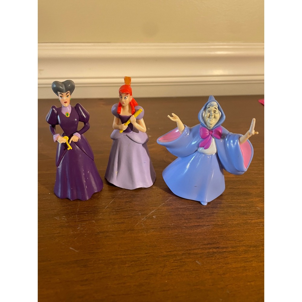 Disney Cinderella Figures Lady Tremaine Anastasia Fairy Godmother Set of 3 PVC